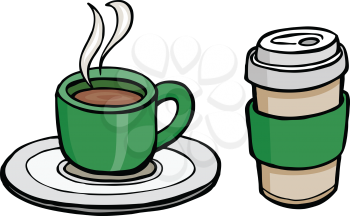 Coffee cup and mug cartoon illustration design vector