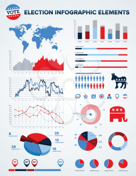 Set of election infographic charts, icons, and design elements