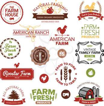 Set of vintage and modern farm labels and designs