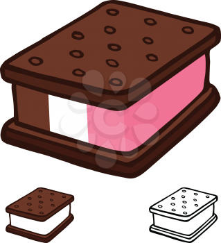 Ice cream sandwich cartoon illustration design vector