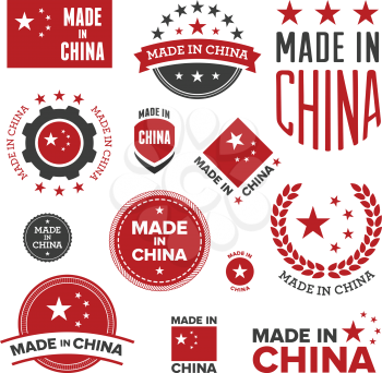 Set of various Made in China graphics and labels