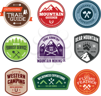 Set of outdoor adventure and expedition badges