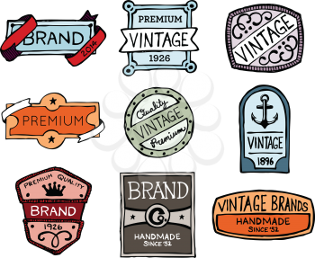 Set of hand-drawn vintage premium quality badges and labels