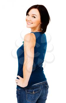 Royalty Free Photo of a Woman Model Looking over Her Shoulder
