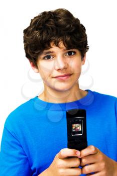 Royalty Free Photo of a Young Boy Text Messaging
