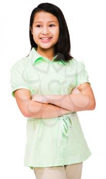 Royalty Free Photo of a Young Female Model with her Arms Crossed