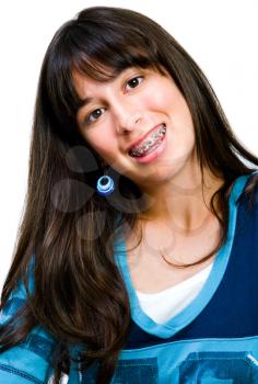 Royalty Free Photo of a Young Girl Smiling with Braces