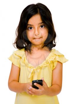 Royalty Free Photo of a Female Child Holding a Cellul Phone