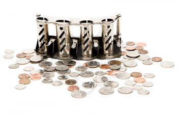 Royalty Free Photo of a Coin Holder with Coins