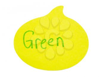 Royalty Free Photo of a Speech Bubble with the Word Green