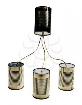 Royalty Free Photo of Tin Cans Connected By Strings