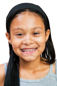 Royalty Free Photo of a Girl with Braces Smiling