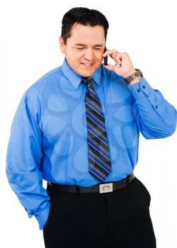 Royalty Free Photo of a Businessman Talking on a Cellular Phone
