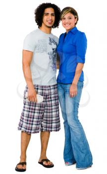 Royalty Free Photo of a Couple Standing Close Together Smiling