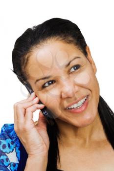 Royalty Free Photo of a Woman Smiling and Talking on a Cell Phone