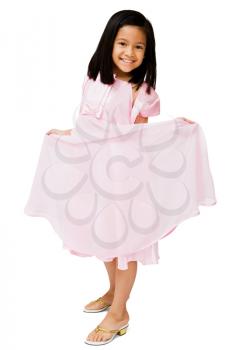 Royalty Free Photo of a Young Girl Modeling a Dress