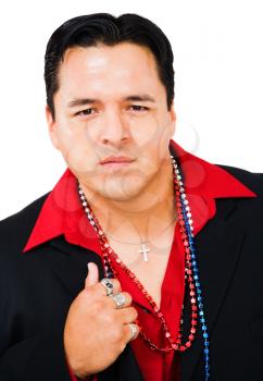 Royalty Free Photo of a Man Wearing Beads