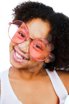 Royalty Free Photo of a Young Girl Wearing Large Glasses