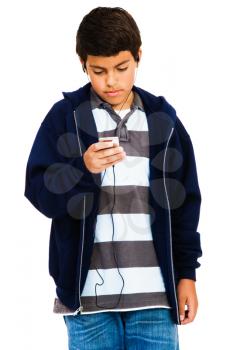 Royalty Free Photo of a Boy Listening to Music on his Mp3 Player