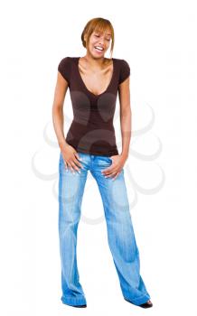 Royalty Free Photo of a Woman with her Hands in her Pockets 
