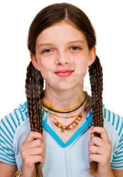 Royalty Free Photo of a Young Girl with Braided Hair
