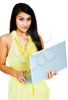 Royalty Free Photo of a Women Holding a Laptop
