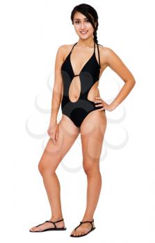 Royalty Free Photo of a Young Lady Wearing a One Piece Swim Suit