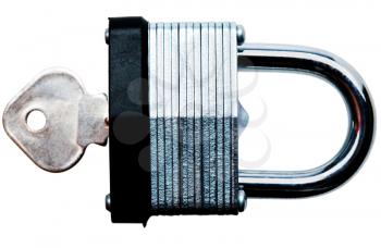 Key in lock isolated over white