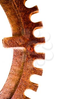 One rusty gear isolated over white