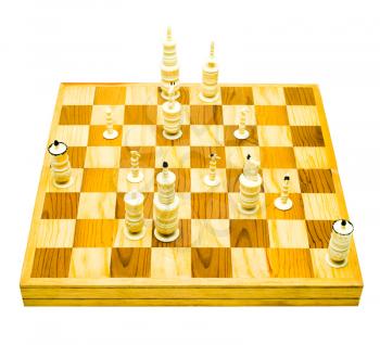 Wooden chessboard isolated over white