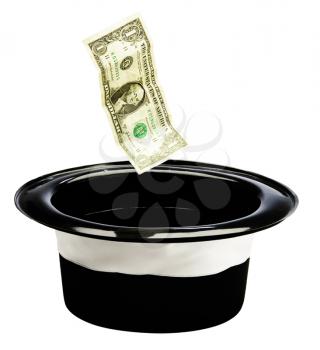 Dollar with a top hat isolated over white