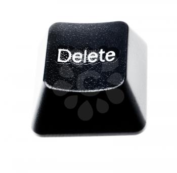 One delete key of computer isolated over white