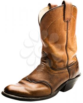 Brown color cowboy boot isolated over white