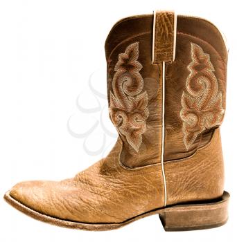Close-up of a cowboy boot isolated over white