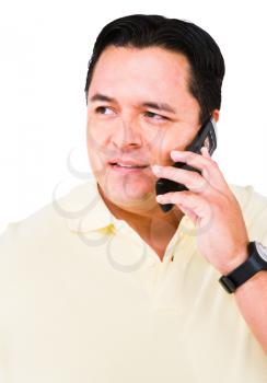 Man on the phone isolated over white