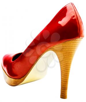 Comfortable high heels of red color isolated over white