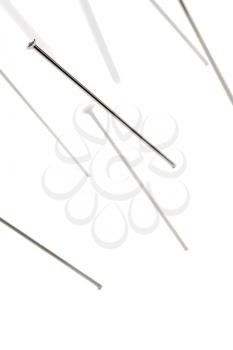 Straight pins isolated over white