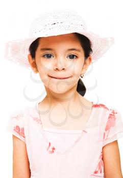 Portrait of a girl smiling isolated over white