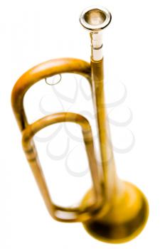 Brass bugle isolated over white