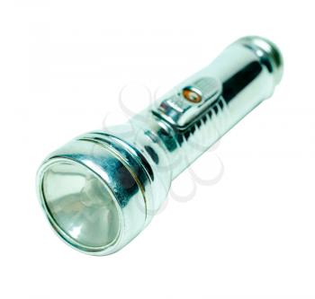 Flashlight of metal isolated over white