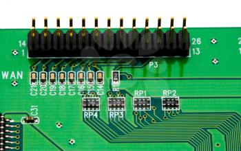 Modern circuit board isolated over white