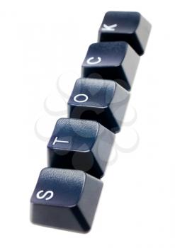 Word stock is made of computer keys isolated over white