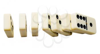 Seven dominos isolated over white
