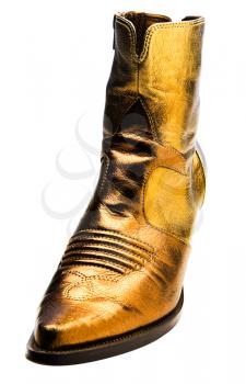 Comfortable boot of golden color isolated over white