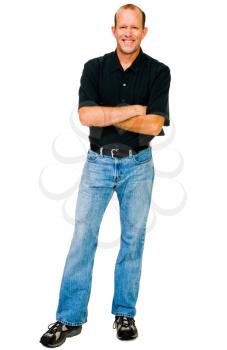 Smiling mature man posing isolated over white