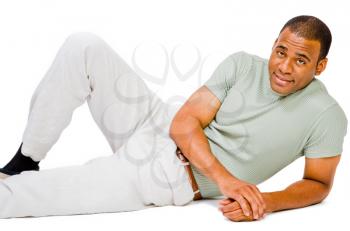Handsome man posing and smiling isolated over white