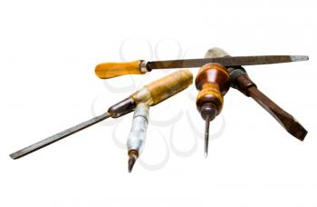 Sharp assorted chisels isolated over white