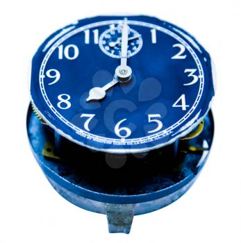 Blue color clock isolated over white