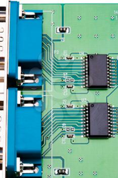 Complex circuit board isolated over white