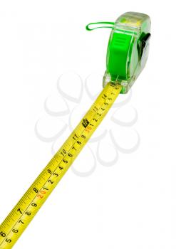 Tape measure of green color isolated over white